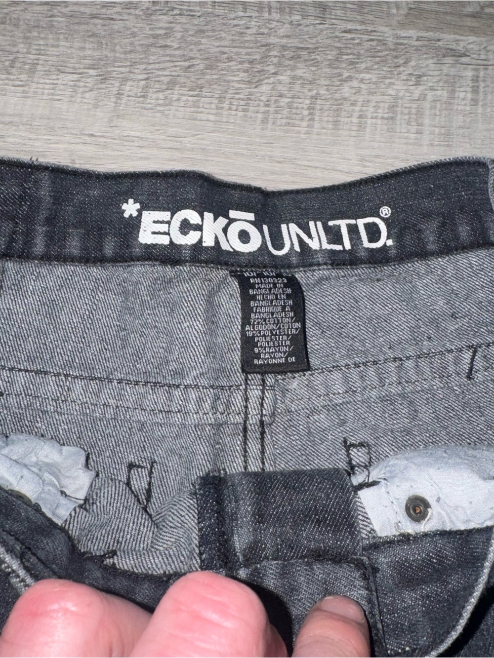 Vtg Y2K Youth Sz 10 Ecko Unltd Jeans Black Embroidered Logo Back Pockets 001972 - Picture 5 of 14